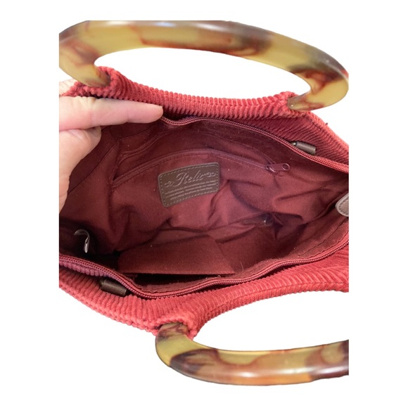 Relic Vintage 1970's Inspired Corduroy Faux Tortoise Shell Handle Bag Rust - Picture 2 of 9